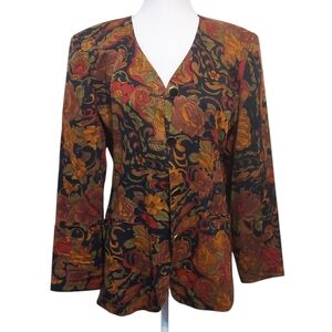 Floral Vintage Patterned Women's Blazer Jacket Size 8 Medium Good Work Clothes